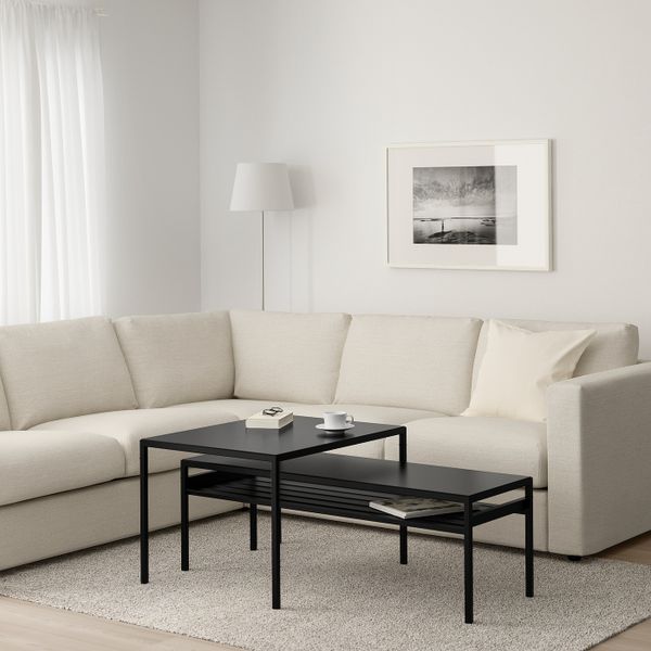 Столы с двусторонними столешницами, 2 предм., черный/бежевый IKEA НИБОДА 192.083.21 - фото 1