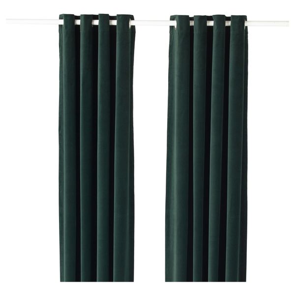 Гардины, 1 пара САНЕЛА, темно-зеленый (140x300 см) - схема-чертеж с размерами
