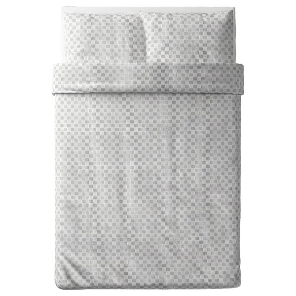 Пододеяльник и 2 наволочки, белый, серый 200x200/50x70 см IKEA SILVERFRYLE СИЛВЕРФРЮЛЕ 104.695.96 - схема-чертеж с размерами