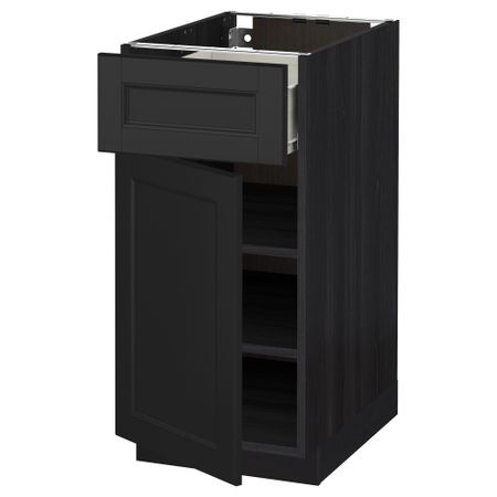Напольный шкаф с ящиком, дверью МЕТОД / ФОРВАРА, черный, Лаксарби черно-коричневый