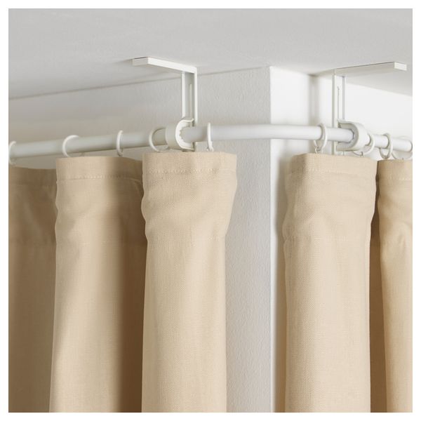 Угловое соединение гардинного карниза РЭККА, белый - схема-чертеж с размерами