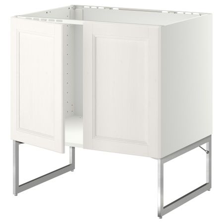 Напольный шкаф для раковины + 2 двери МЕТОД, белый, Лаксарби белый (80x60x60 см)