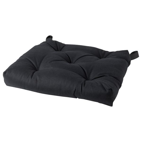 Подушка на стул, черный 40/35x38x7 см IKEA MALINDA МАЛИНДА 904.215.86 - фото 1