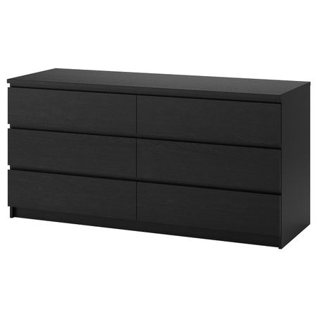 Комод с 6 ящиками, черно-коричневый 160x78 см IKEA MALM МАЛЬМ 603.685.47