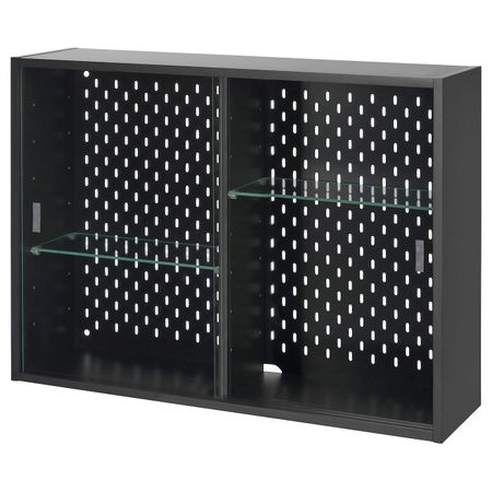 Шкаф-витрина, темно-серый 76x56 см IKEA UPPSPEL УППСПЕЛЬ 105.076.35