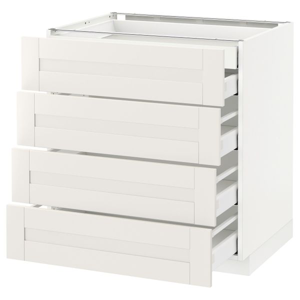 Напольный шкаф 4 фронтальных, 2 низких, 3 средних ящ, белый/Сэведаль белый 80x60 см IKEA METOD МЕТОД / MAXIMERA МАКСИМЕРА - фото 1