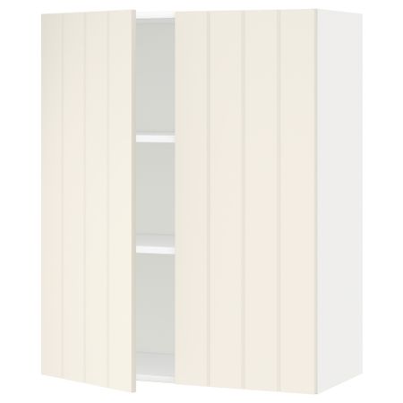Навесной шкаф с полками, 2 дверцы МЕТОД, белый, Хитарп белый с оттенком