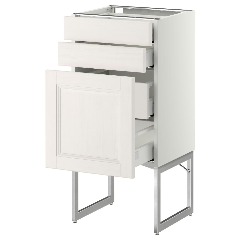 Напольный шкаф 3 фронтальных панели, 2 нижних, 2 средних ящика МЕТОД / МАКСИМЕРА, белый, Лаксарби белый - схема-чертеж с размерами