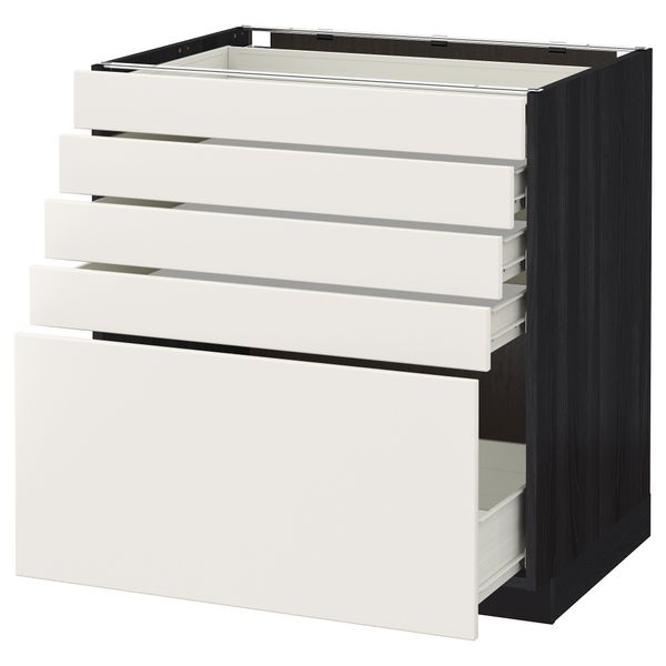 Напольный шкаф с 5 ящиками МЕТОД / ФОРВАРА, черный, Веддинге белый - схема-чертеж с размерами