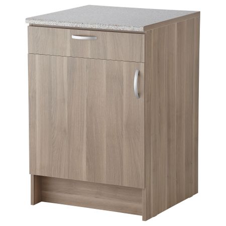 Напольный шкаф с дверью и ящиком АЛЬБРУ, серо-коричневый (60x89 см)