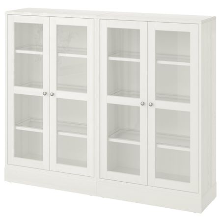 Комбинация для хранения + стеклянная дверцами, 162x37x134 см, белый IKEA HAVSTA ХАВСТА 792.659.45