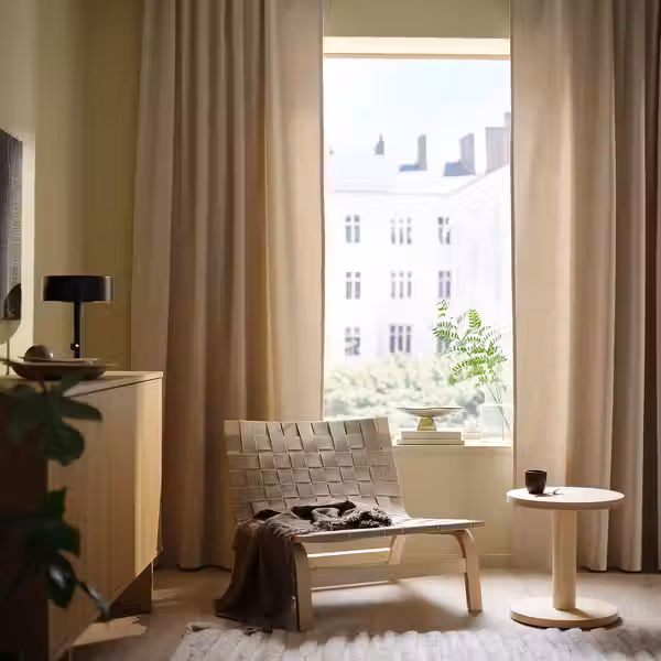 SANELA Гардины, 2 шт. - светло-бежевый/с лентой 140x300 см - фото 2