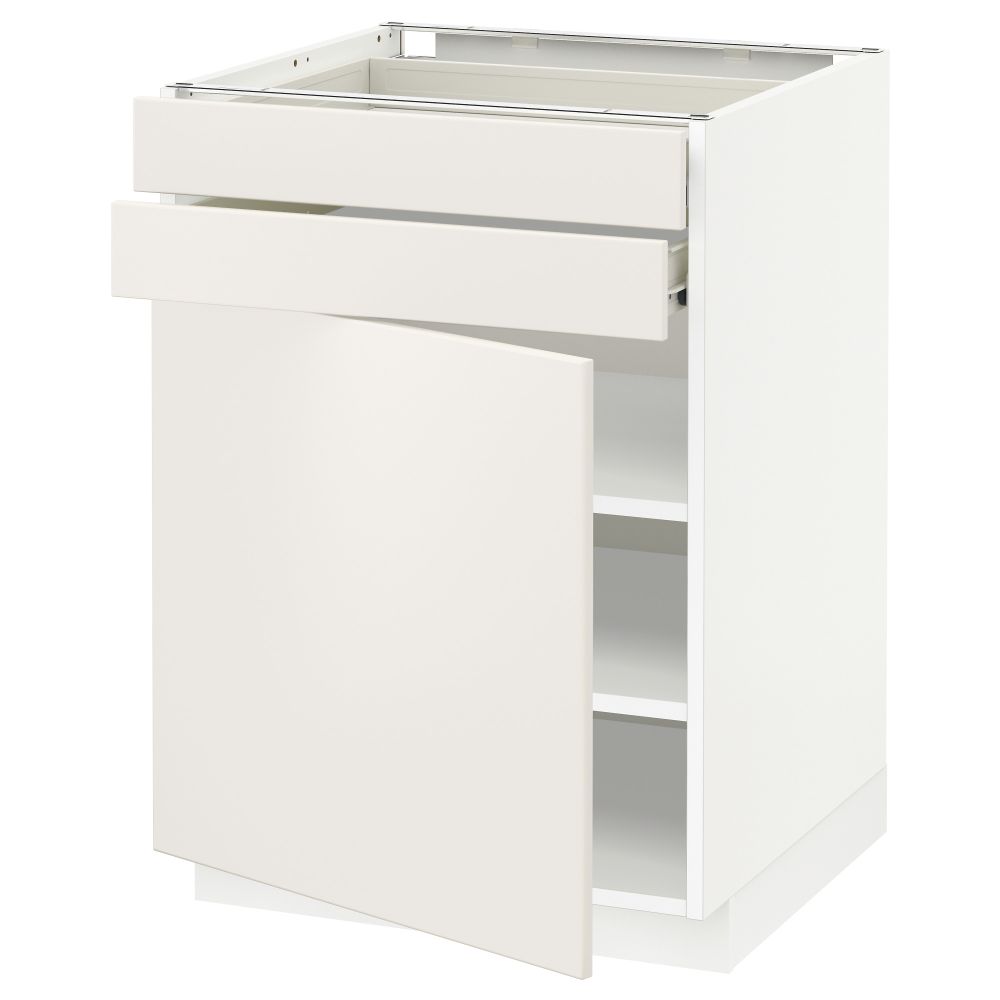 Напольный шкаф с дверцей, 2 ящиками МЕТОД / ФОРВАРА, белый, Веддинге белый - схема-чертеж с размерами