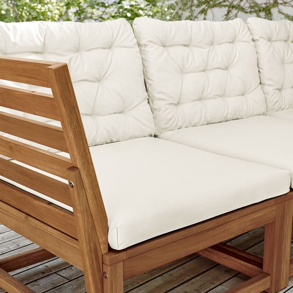 3-местный модульный диван, садовый, с подлокотниками светло-коричневая морилка, Kuddarna бежевый IKEA NÄMMARÖ 394.911.96 - схема-чертеж с размерами