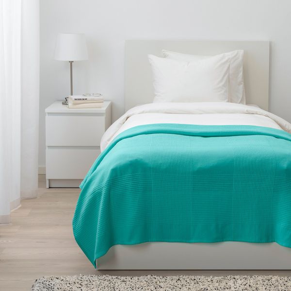 Покрывало, бирюзовый 150x250 см IKEA ИНДИРА 304.595.58 - схема-чертеж с размерами