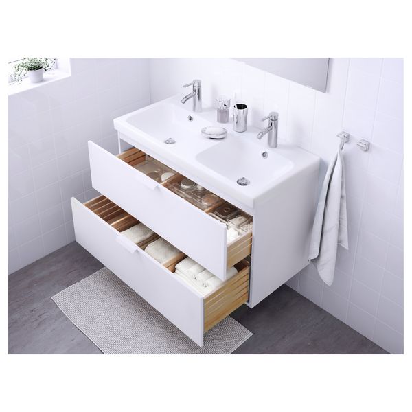 Шкаф для раковины с 2 ящиками ГОДМОРГОН / ОДЕНСВИК, белый (100x49x64 см) - фото 3