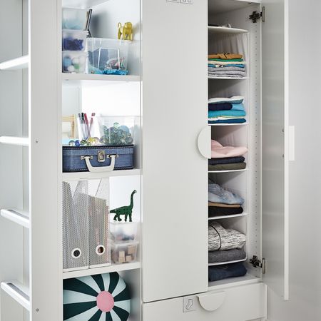 Кровать-чердак, белый бледно-бирюзовый/с письменным столом с 3 ящиками 90x200 см IKEA SMÅSTAD СМОСТАД 893.914.63