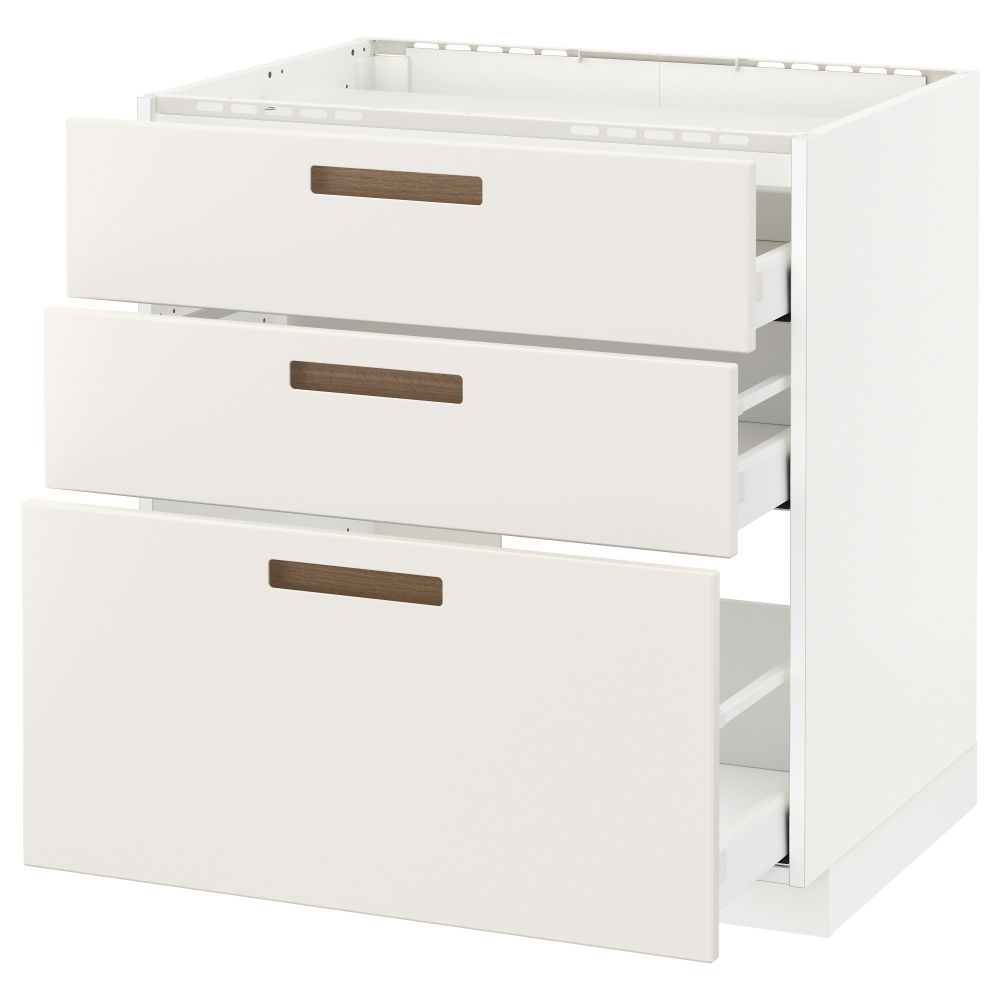 Напольный шкаф, 3 фронтальных панели, 3 ящика МЕТОД / МАКСИМЕРА, белый, Мэрста белый - схема-чертеж с размерами
