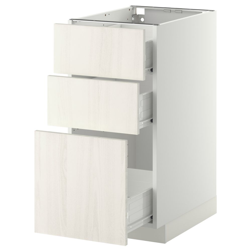 Напольный шкаф с 3 ящиками МЕТОД / ФОРВАРА, белый, Росдаль белый - схема-чертеж с размерами