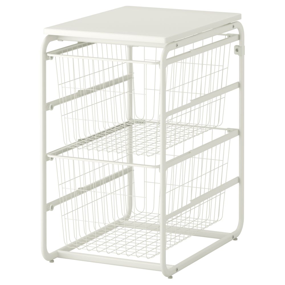 Рама, 2 проволочных корзины, верхняя полка АЛЬГОТ, белый (41x60x72 см) - фото 1