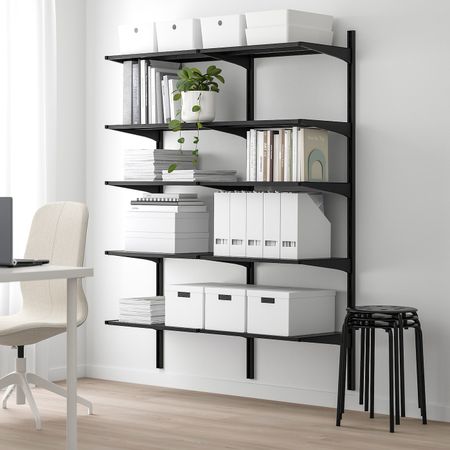 2 секции/полки, черный, 127x41x180 см IKEA АЛЬГОТ 892.854.72