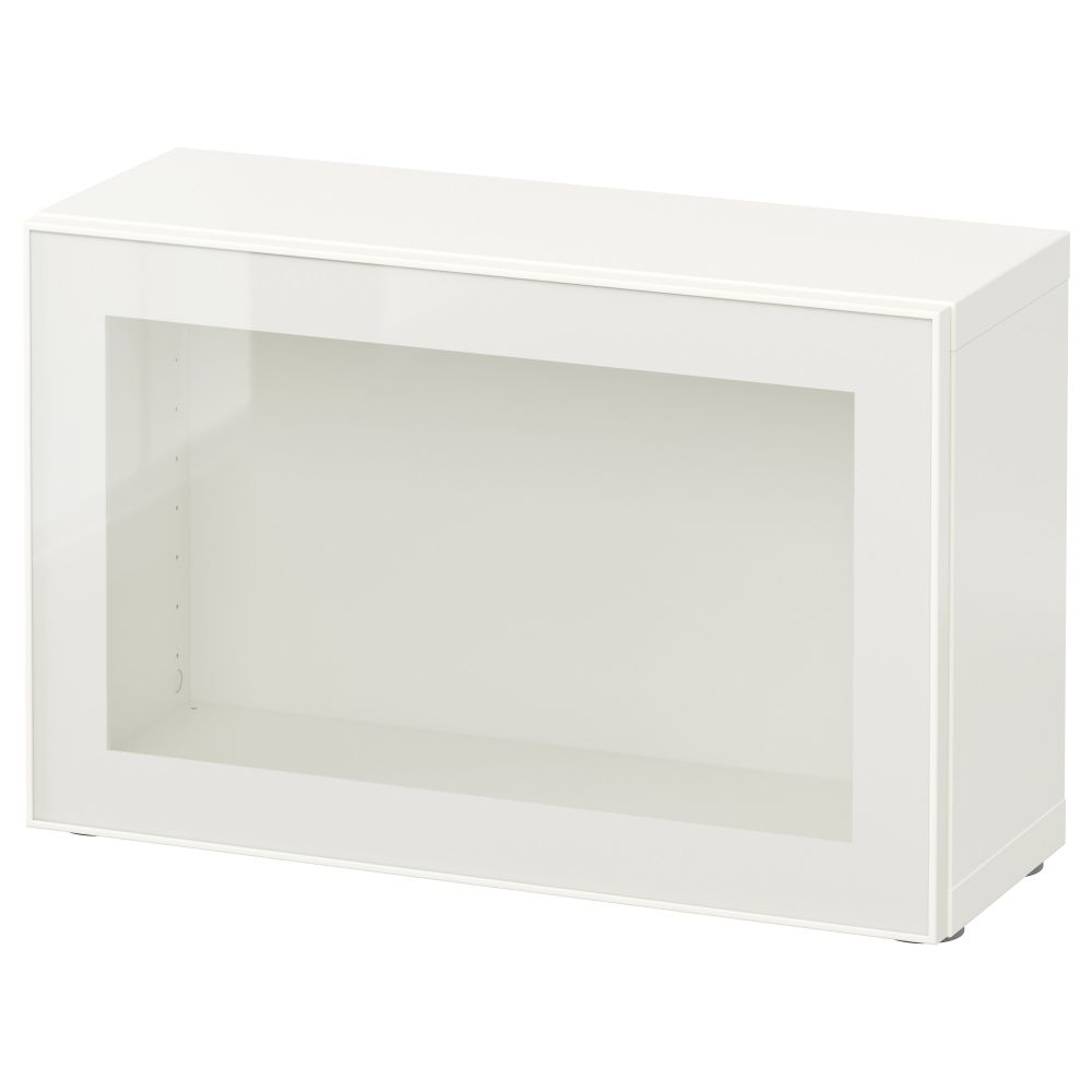 Стеллаж со стеклянной дверью БЕСТО, белый, Глассвик белый/прозрачное стекло (60x20x38 см) - схема-чертеж с размерами