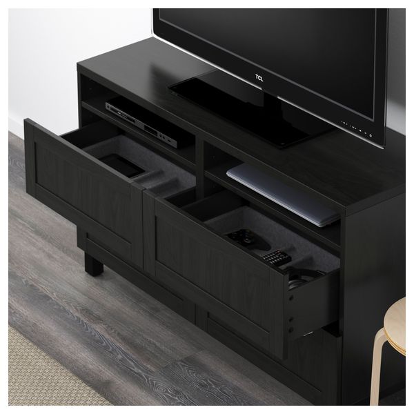 Тумба для ТВ с ящиками БЕСТО, Ханвикен черно-коричневый (120x40x74 см) - фото 3
