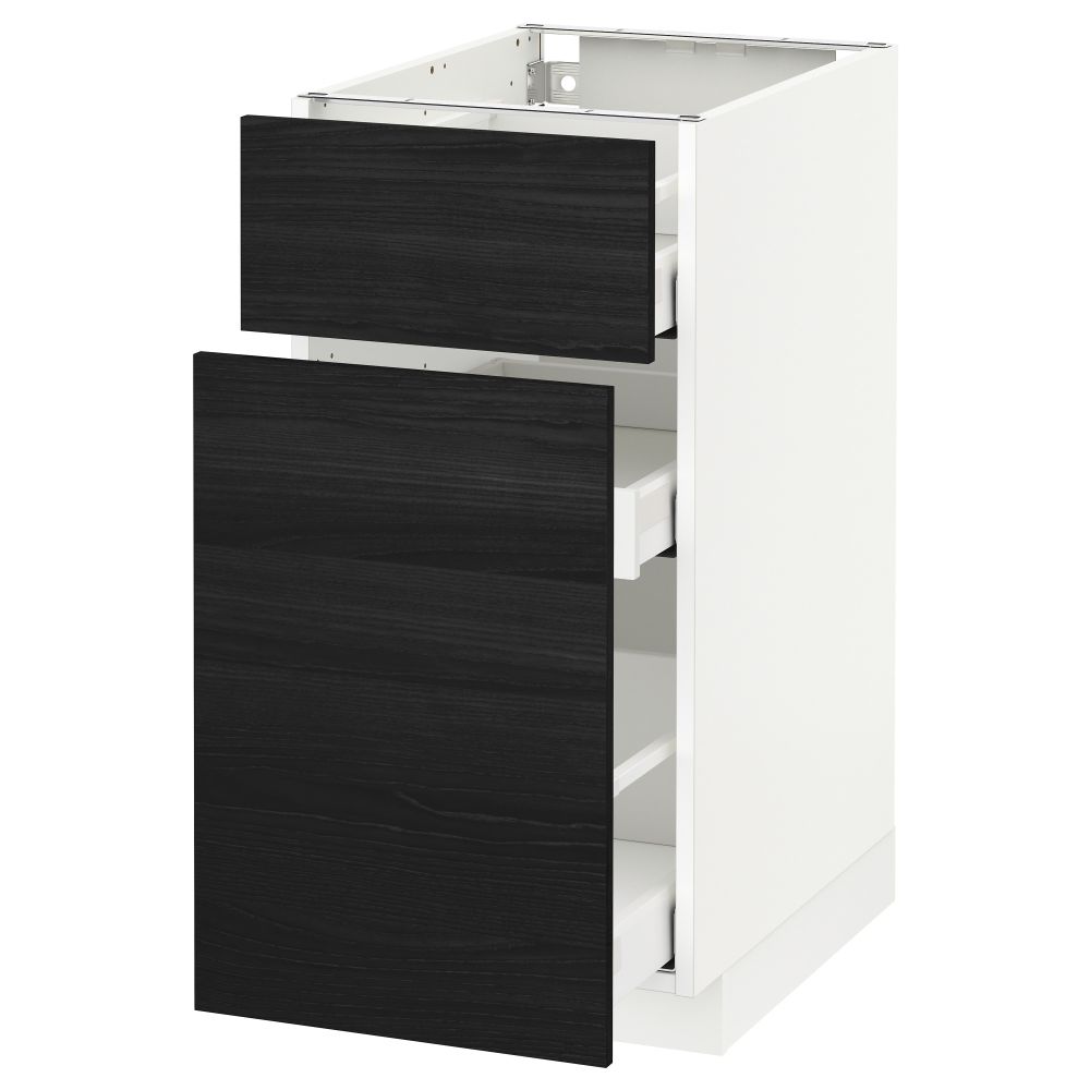 Напольный шкаф, выдвижной секцией, ящик МЕТОД / МАКСИМЕРА, белый, Тингсрид черный - схема-чертеж с размерами