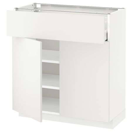 Напольный шкаф + ящик/2дверцы, белый/Хэггеби белый 80x37 см IKEA METOD МЕТОД / MAXIMERA МАКСИМЕРА 192.315.38