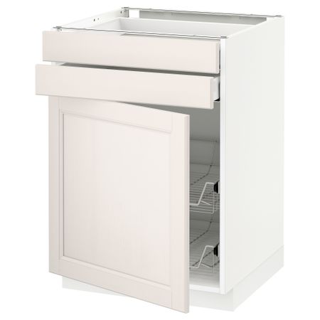Напольный шкаф, дверца, 2 ящика, проволочных корзин МЕТОД / МАКСИМЕРА, белый, Лаксарби белый