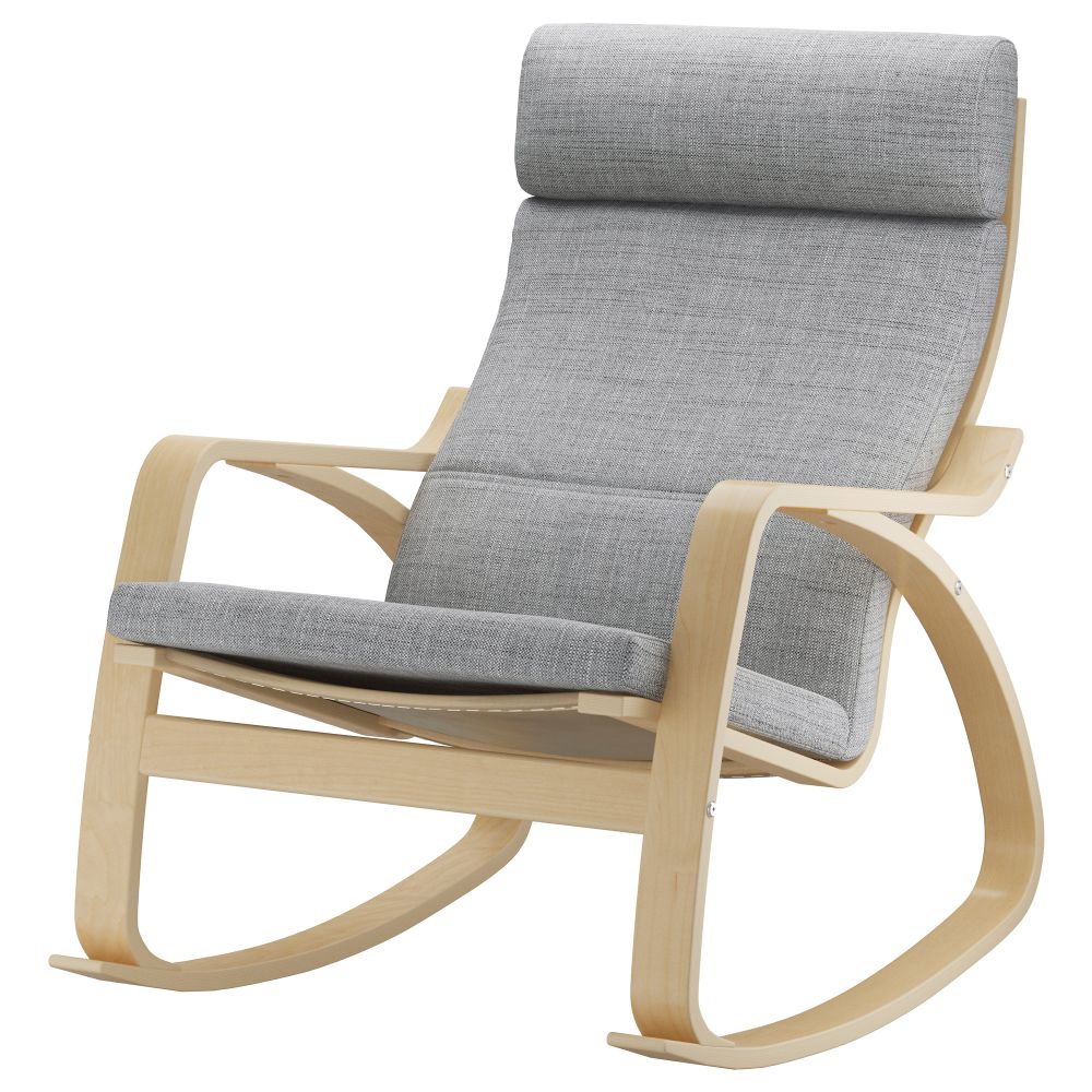 Кресло-качалка ПОЭНГ, березовый шпон, Исунда серый - фото 1