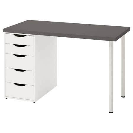 Письменный стол, 120x60 см, темно-серый-белый IKEA ALEX АЛЕКС, LAGKAPTEN ЛАГКАПТЕН 394.168.14
