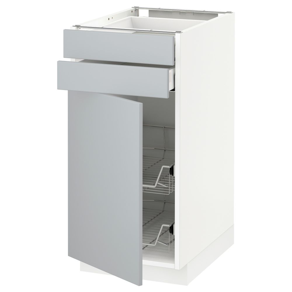 Напольный шкаф, дверца, 2 ящика, проволочных корзин МЕТОД / МАКСИМЕРА, белый, Веддинге серый - схема-чертеж с размерами