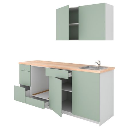 Кухня, серо-зеленый 220x61x220 см IKEA KNOXHULT КНОКСХУЛЬТ 894.091.80