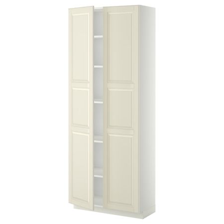 Высокий шкаф с полками, белый/Будбин белый с оттенком 80x37x200 см IKEA METOD МЕТОД 094.738.20