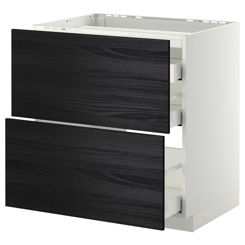 Напольный шкаф, 2 фронтальных панели, 3 ящика, белый, Тингсрид черный 80x60 см IKEA МЕТОД / МАКСИМЕРА 392.356.39 - схема-чертеж с размерами