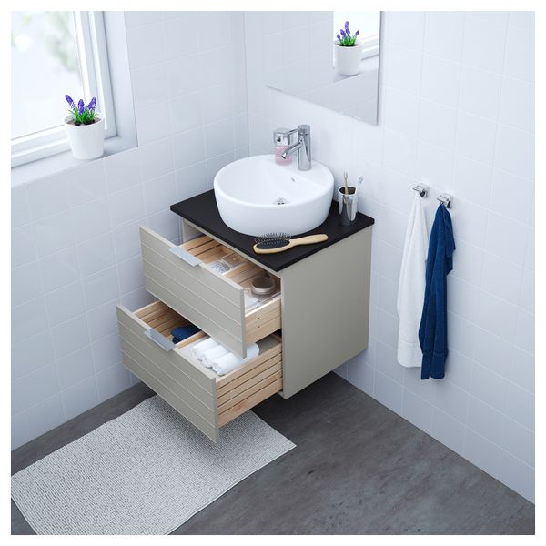 Шкаф для раковины с 2 ящиками ГОДМОРГОН, светло-серый - фото 2