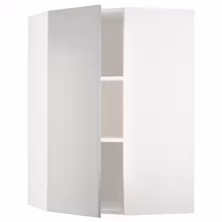 METOD Угловой навесной шкаф с полками - белый/Havstorp светло-серый 68x100 см