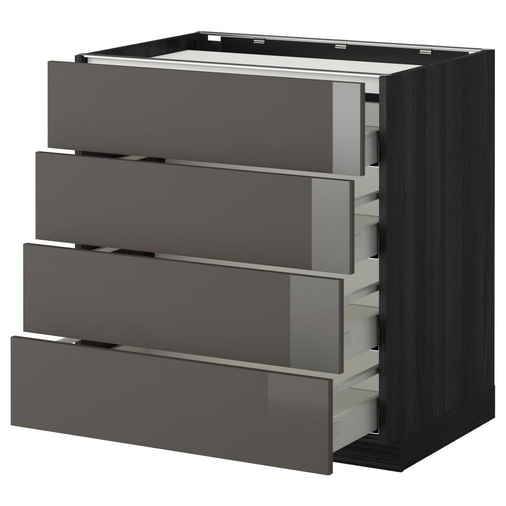 Напольный шкаф, 4 фронтальных панели, 4 ящика МЕТОД / МАКСИМЕРА, черный, Рингульт серый - фото 1