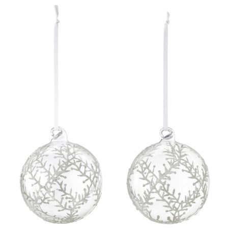 Украшение, шар ВИНТЕР 2015, стекло серебристый, с рисунком (8 см)