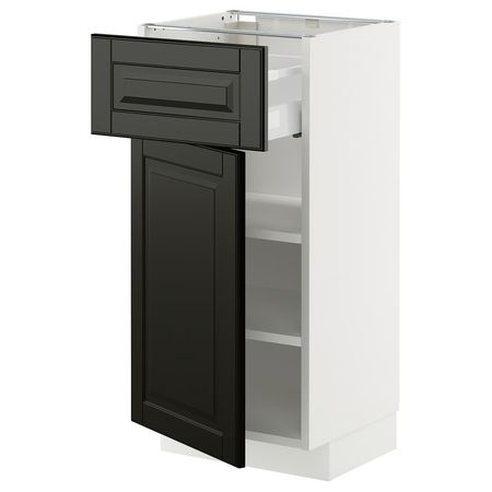 METOD / MAXIMERA Напольный шкаф с ящиком/дверцей - белый/Bodbyn чёрный 40x37 см