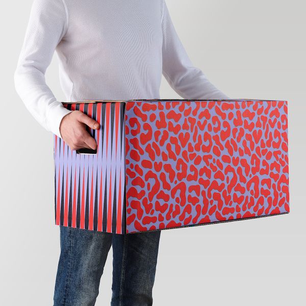 Упаковочная коробка, синий/оранжевый, 66x33x35 см IKEA ОМБЮТЕ 304.466.60 - фото 3