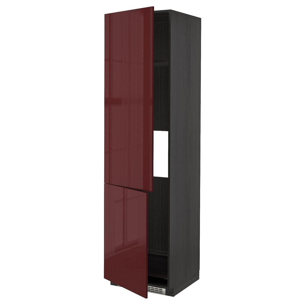 Высокий шкаф для/холод/мороз/2дверцы, черный Калларп/глянцевый темный красно-коричневый 60x60x220 см IKEA МЕТОД 393.281.53 - схема-чертеж с размерами