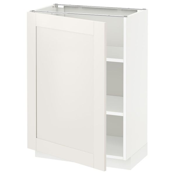 Напольный шкаф с полками, белый/Сэведаль белый 60x37 см IKEA METOD МЕТОД 492.230.42 - схема-чертеж с размерами