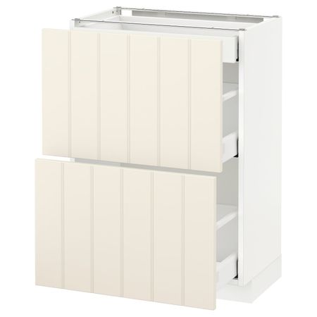 Напольный шкаф/2фасада/3ящика, белый/Хитарп белый с оттенком 60x37 см IKEA METOD МЕТОД / MAXIMERA МАКСИМЕРА 692.307.20