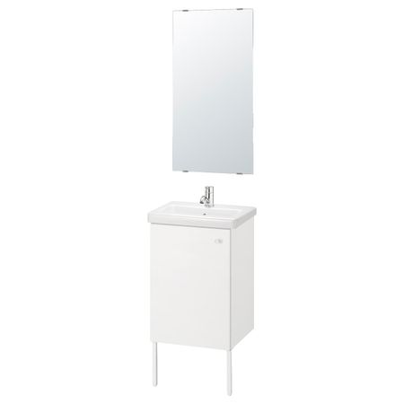 Комплект мебели для ванной,7 предм., белый/ПИЛКОН смеситель 44x43x88 см IKEA FISKÅN ФИСКОН / TVÄLLEN ТВЭЛЛЕН 094.309.01