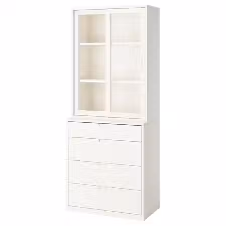 TONSTAD Комбинация для хранения с ящиками - белый с оттенком/стекло 82x47x206 см