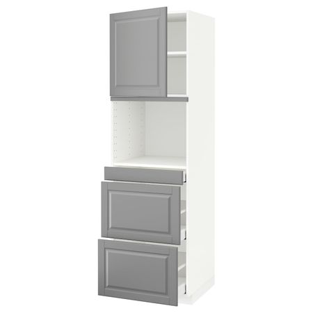Высокий шкаф для СВЧ/дверца/3ящика, белый/Будбин серый 60x60x200 см IKEA METOD МЕТОД / MAXIMERA МАКСИМЕРА 994.469.07