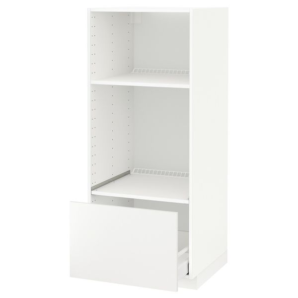 Высокий шкаф с ящиком для духовки/СВЧ, белый/Хэггеби белый 60x60x140 см IKEA METOD МЕТОД / MAXIMERA МАКСИМЕРА 392.316.55 - схема-чертеж с размерами