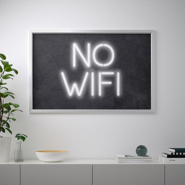 Картина с рамой, No wifi/цвет алюминия 118x78 см IKEA БЬЁРКСТА 792.978.85 - фото 3